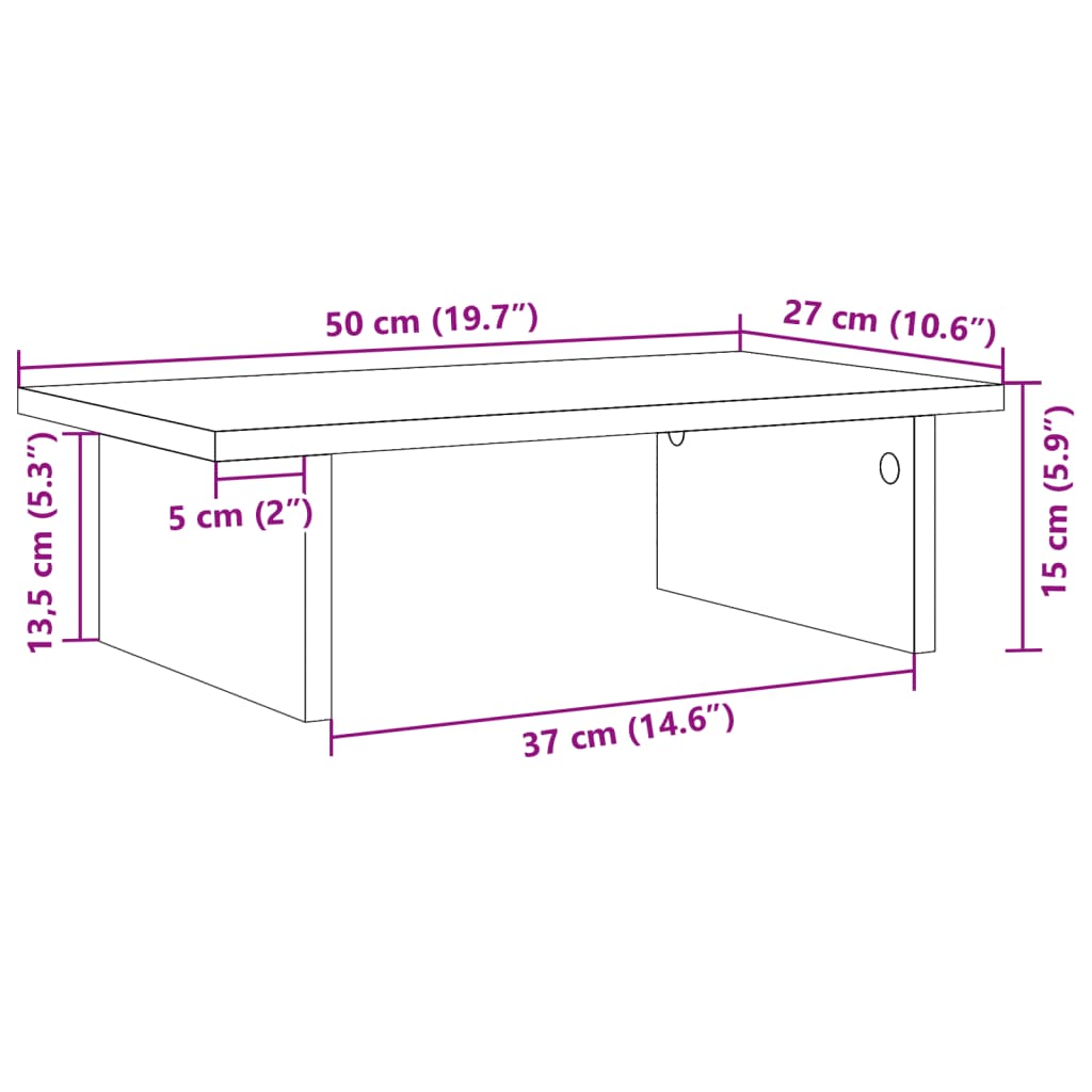 vidaXL Monitor Stand Brown Oak 50x27x15 cm Engineered Wood