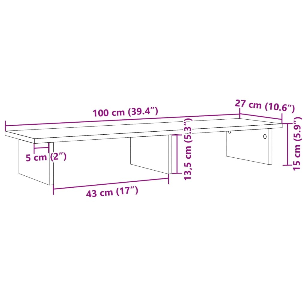 vidaXL Monitor Stand White 100x27x15 cm Engineered Wood