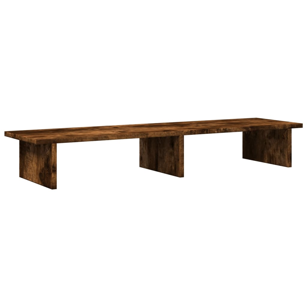 vidaXL Monitor Stand Smoked Oak 100x27x15 cm Engineered Wood