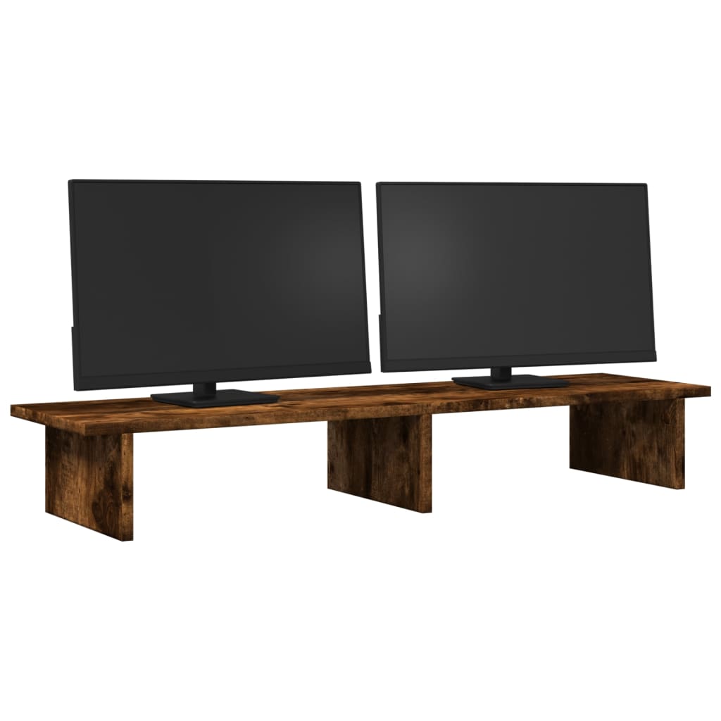 vidaXL Monitor Stand Smoked Oak 100x27x15 cm Engineered Wood