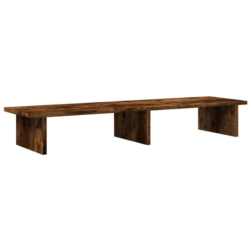 vidaXL Monitor Stand Smoked Oak 100x27x15 cm Engineered Wood