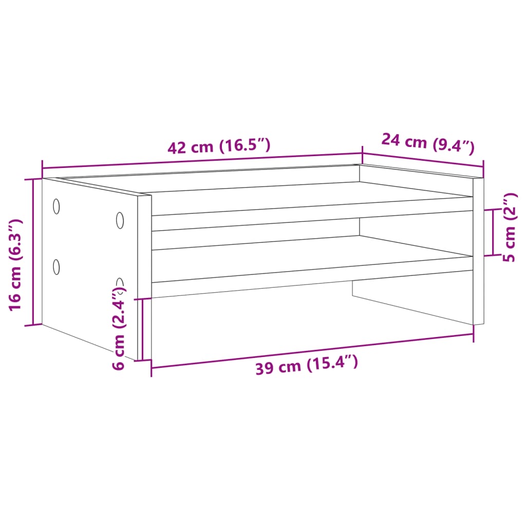 vidaXL Monitor Stand Black 42x24x16 cm Engineered Wood