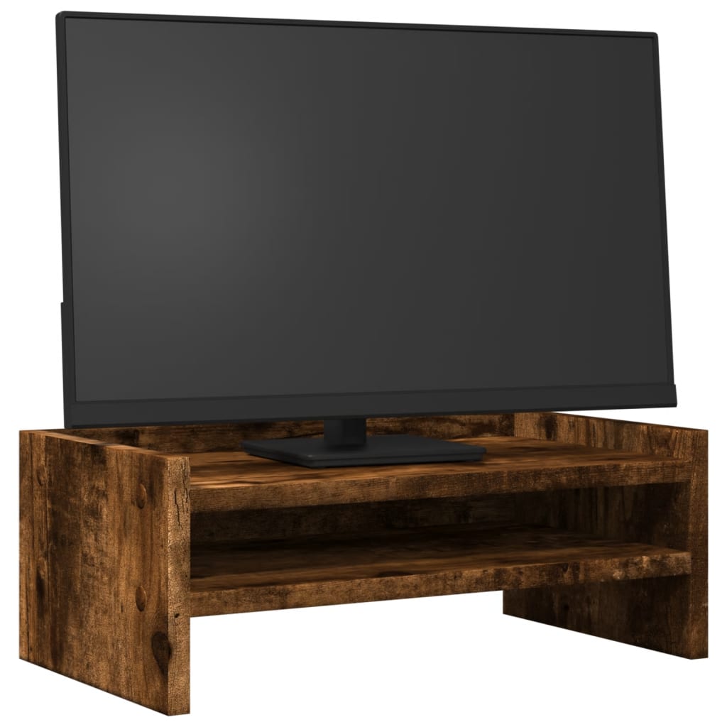 vidaXL Monitor Stand Smoked Oak 42x24x16 cm Engineered Wood