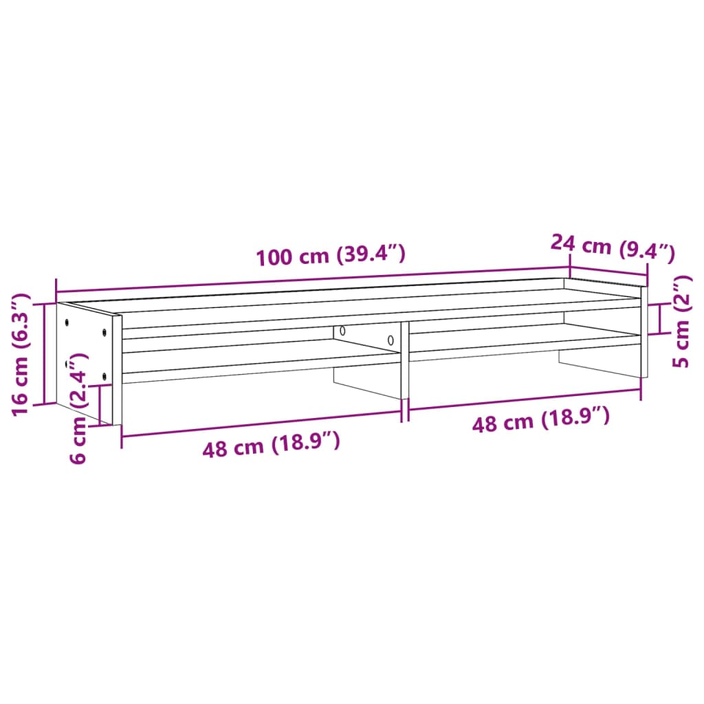 vidaXL Monitor Stand White 100x24x16 cm Engineered Wood