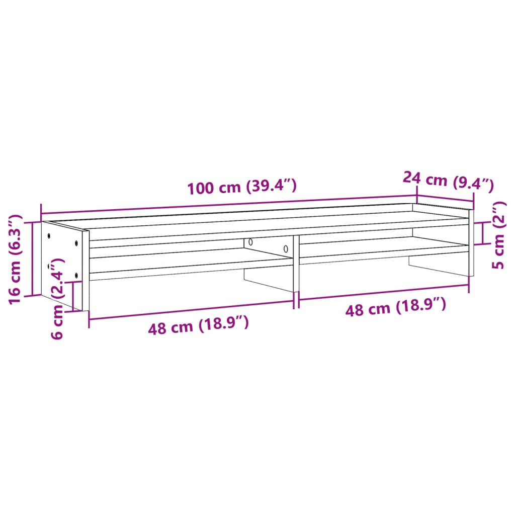 vidaXL Monitor Stand Sonoma Oak 100x24x16 cm Engineered Wood