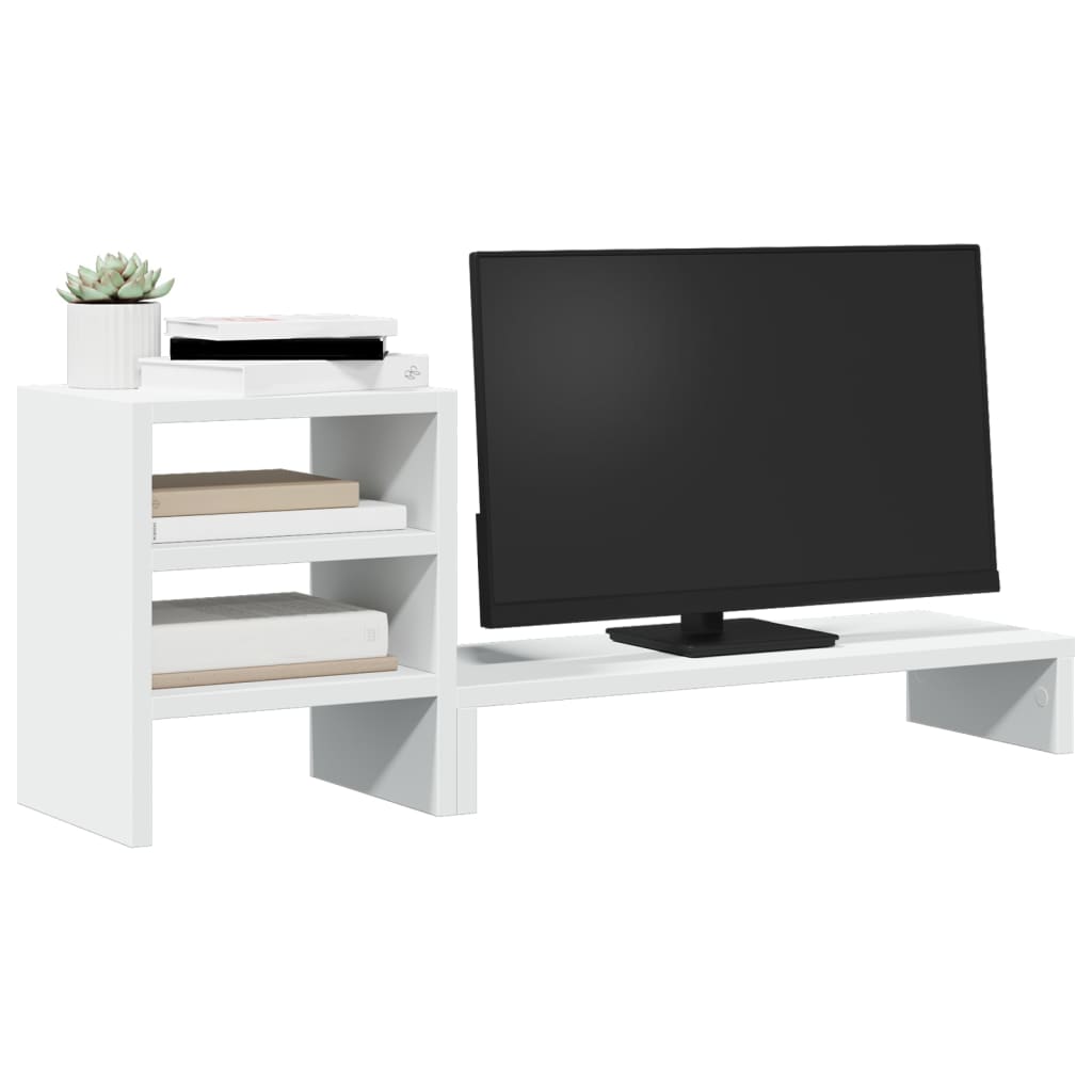 vidaXL Monitor Stand with Desk Organiser White Engineered Wood