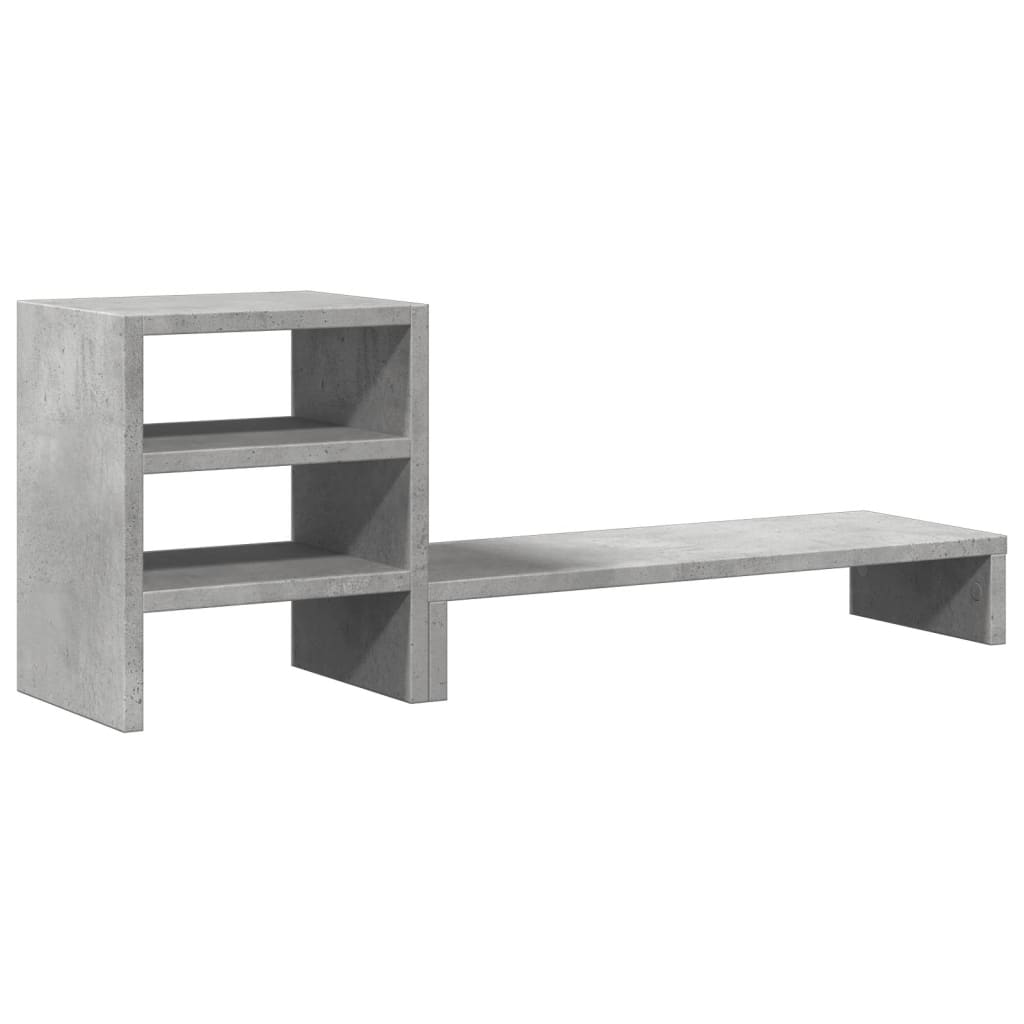 vidaXL Monitor Stand with Desk Organiser Concrete Grey Engineered Wood