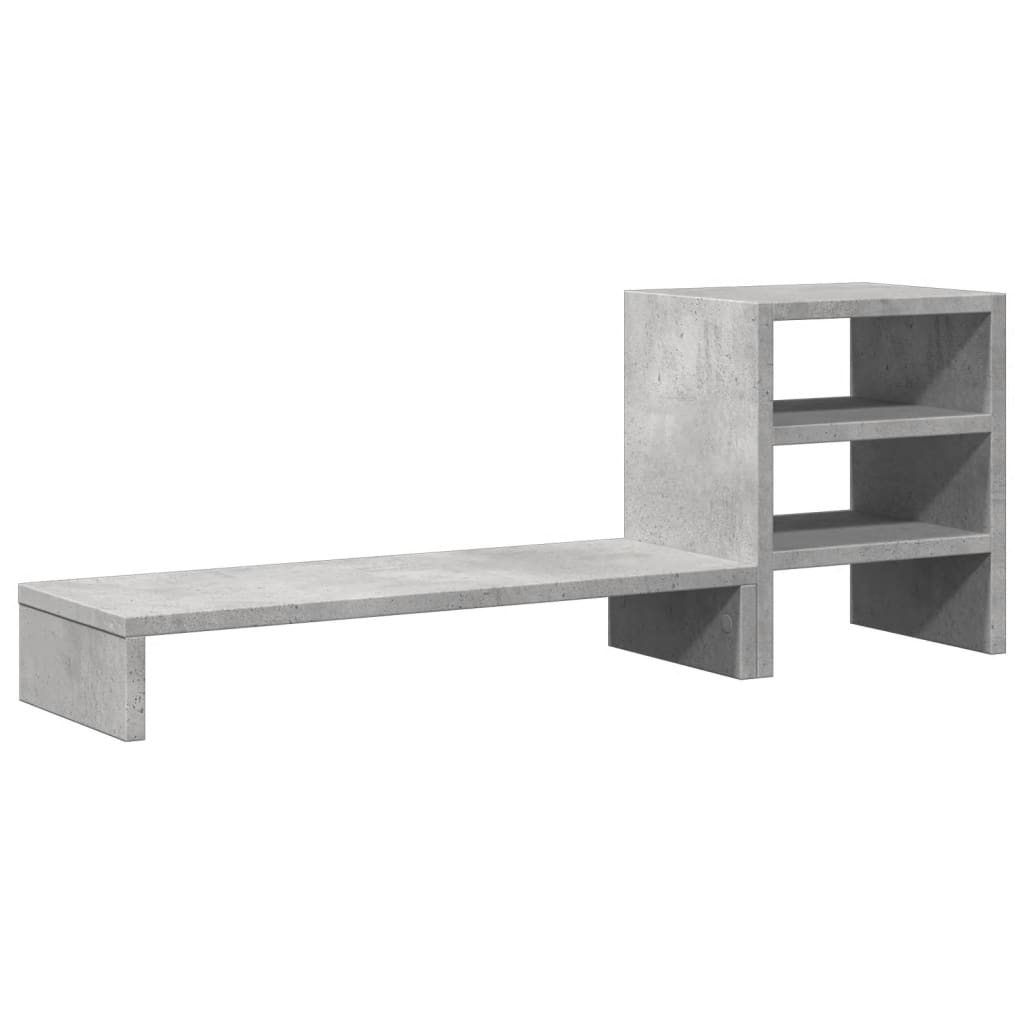 vidaXL Monitor Stand with Desk Organiser Concrete Grey Engineered Wood