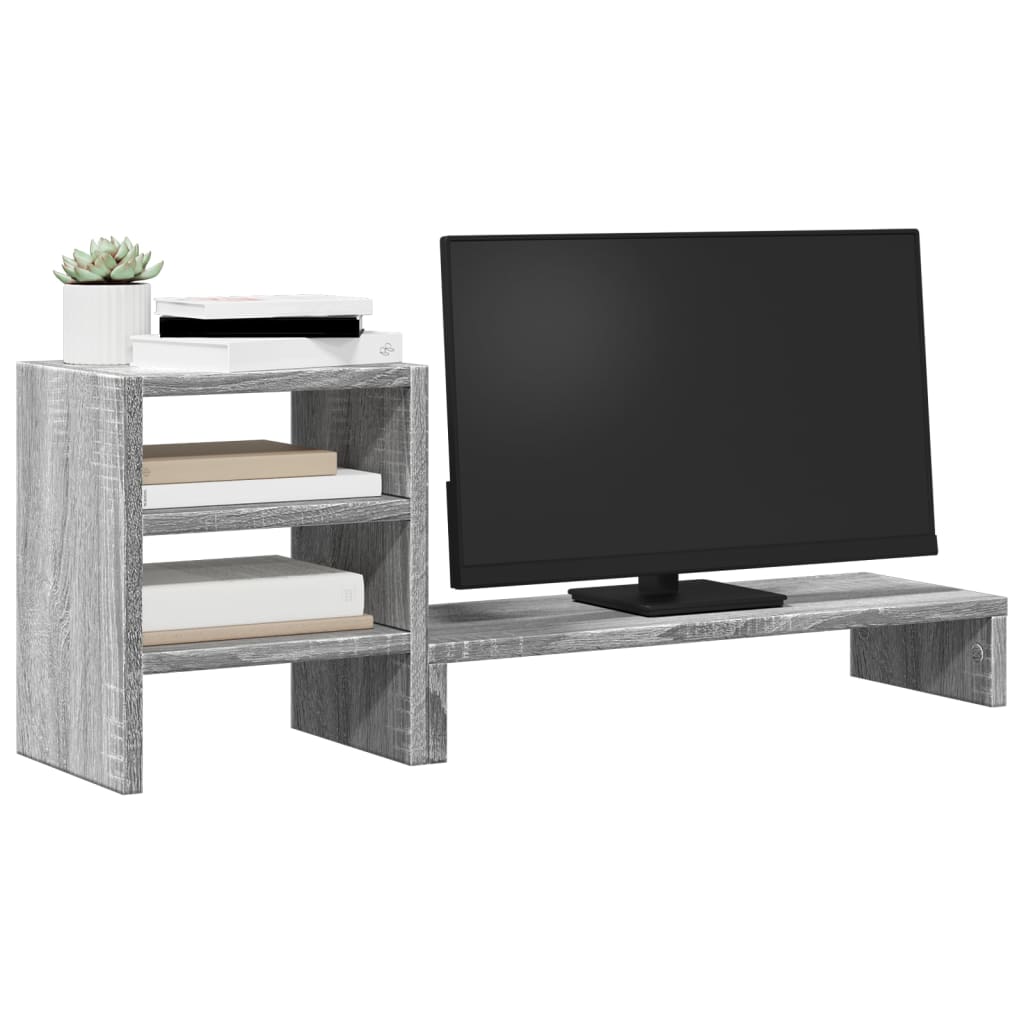 vidaXL Monitor Stand with Desk Organiser Grey Sonoma Engineered Wood