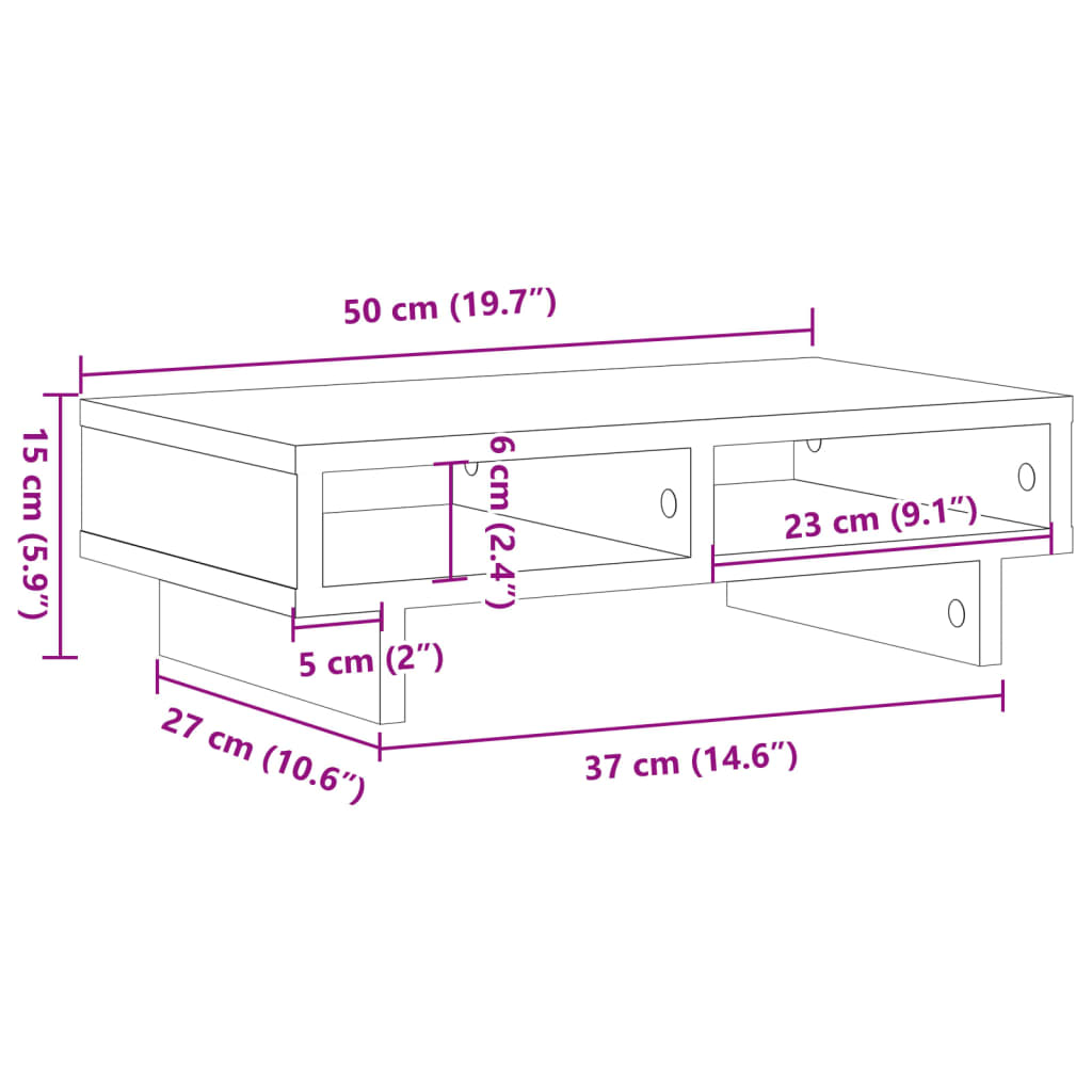 vidaXL Monitor Stand White 50x27x15 cm Engineered Wood