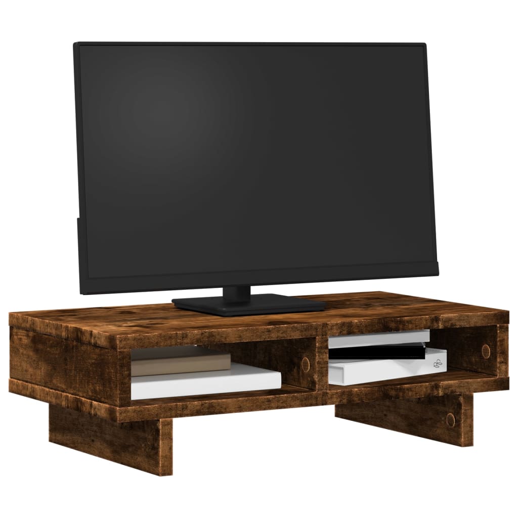 vidaXL Monitor Stand Smoked Oak 50x27x15 cm Engineered Wood