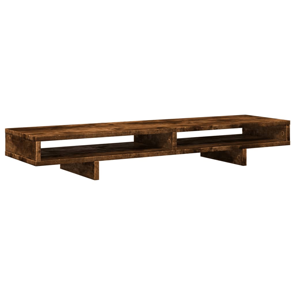 vidaXL Monitor Stand Smoked Oak 100x27x15 cm Engineered Wood