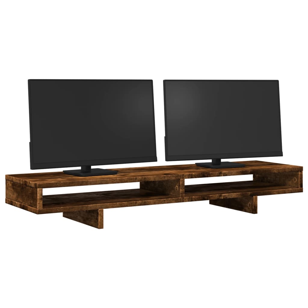 vidaXL Monitor Stand Smoked Oak 100x27x15 cm Engineered Wood