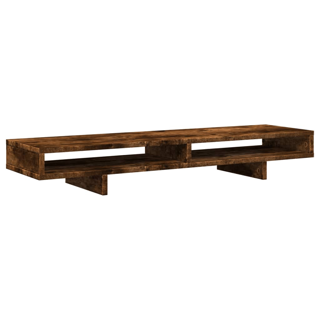 vidaXL Monitor Stand Smoked Oak 100x27x15 cm Engineered Wood