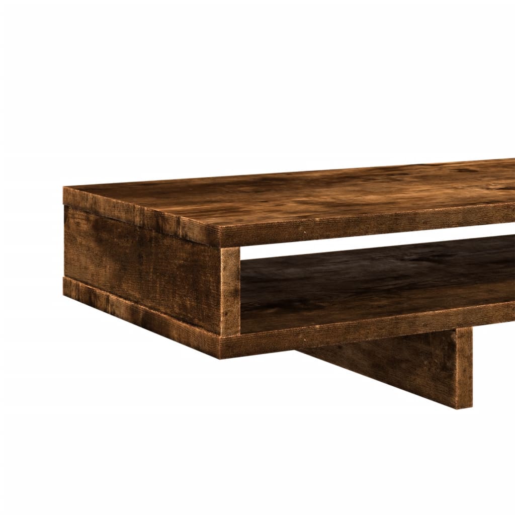 vidaXL Monitor Stand Smoked Oak 100x27x15 cm Engineered Wood