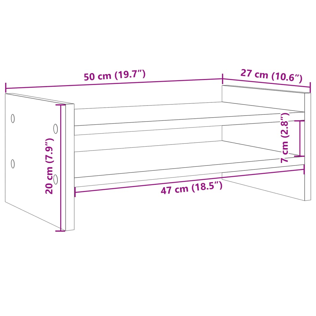 vidaXL Monitor Stand Black 50x27x20 cm Engineered Wood