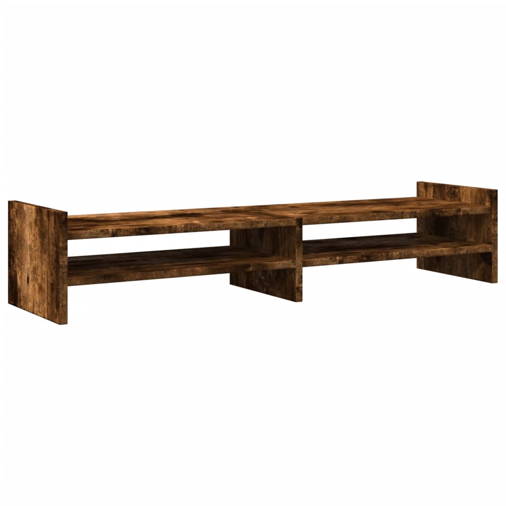 vidaXL Monitor Stand Smoked Oak 100x27x20 cm Engineered Wood