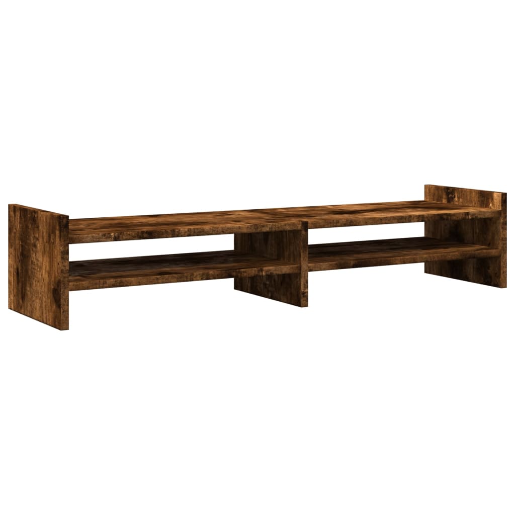 vidaXL Monitor Stand Smoked Oak 100x27x20 cm Engineered Wood