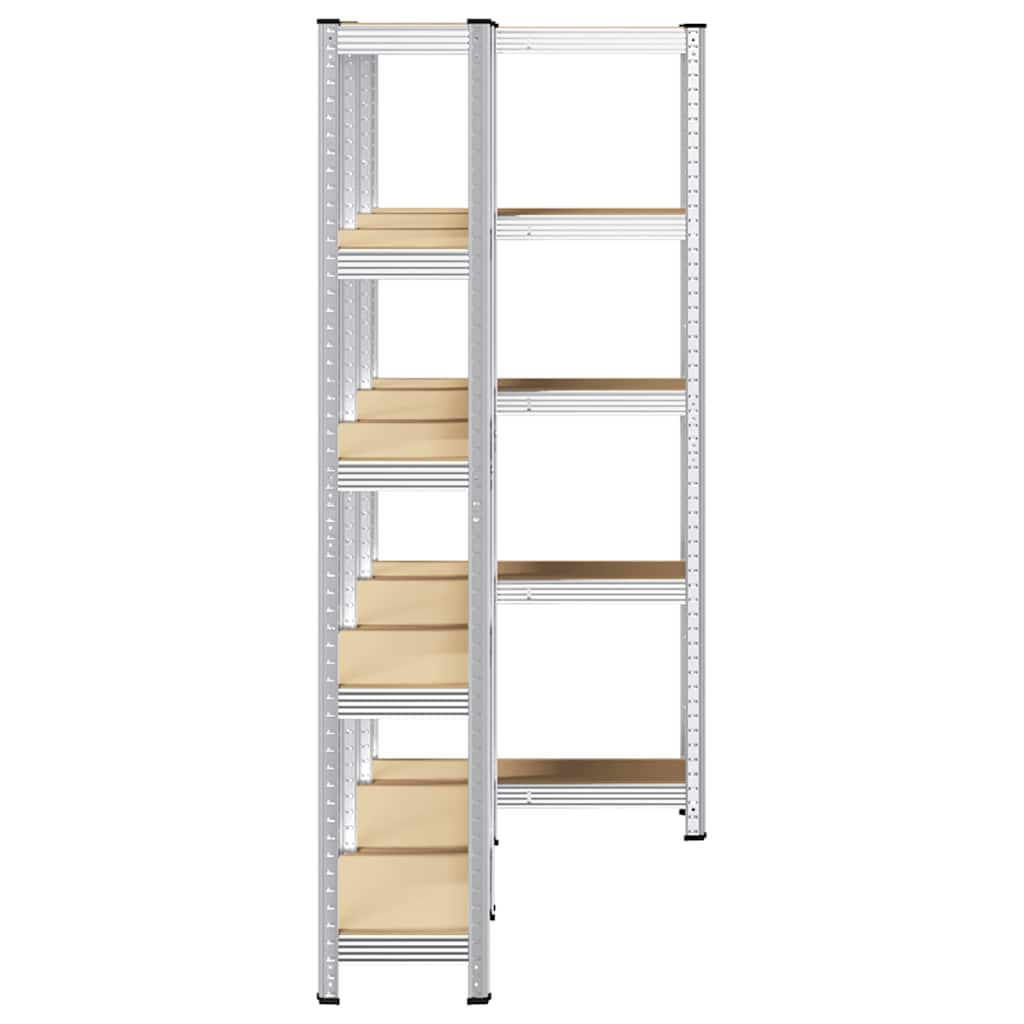 vidaXL 5-Layer Storage Shelves 3 pcs Silver Steel&Engineered Wood