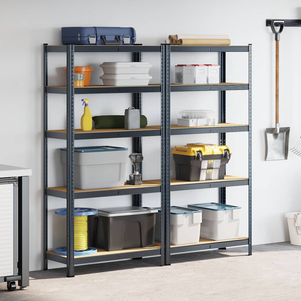 vidaXL 5-Layer Storage Shelves 2 pcs Anthracite Steel&Engineered Wood