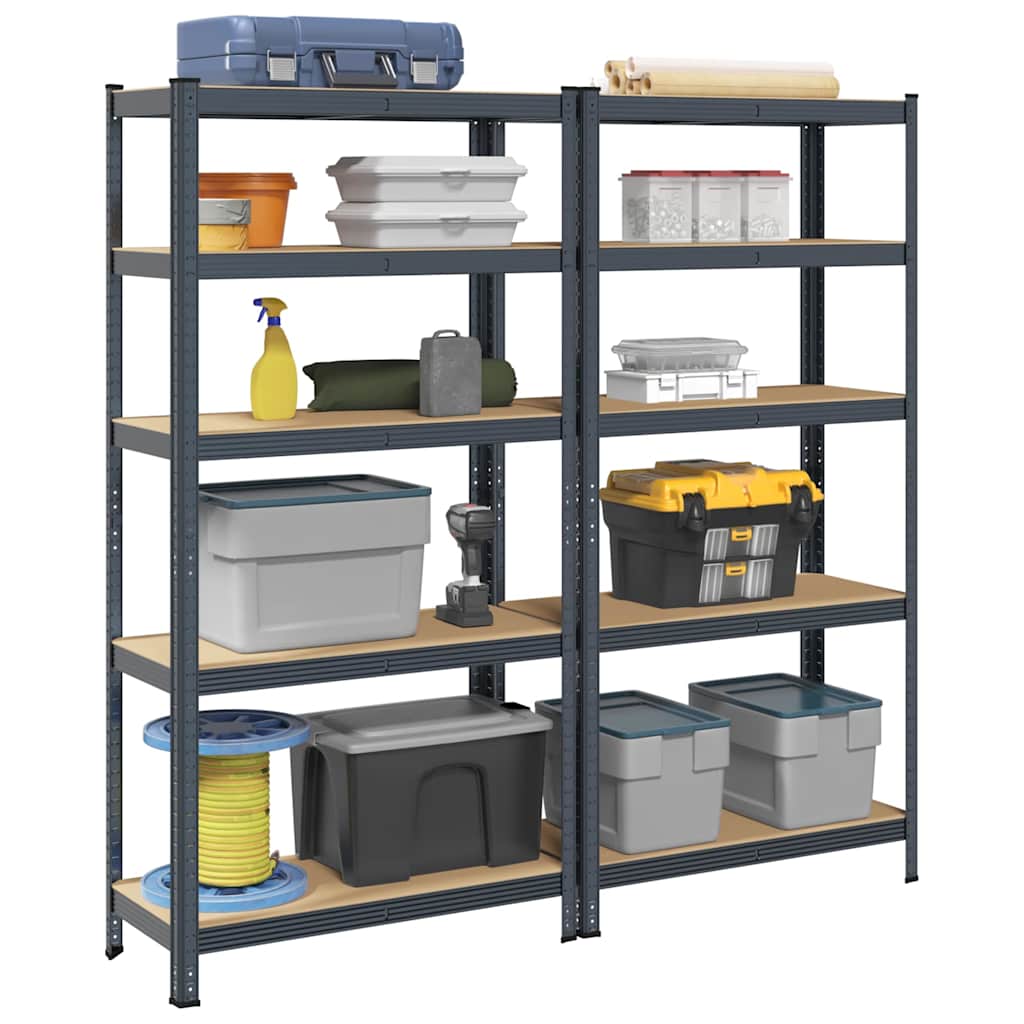 vidaXL 5-Layer Storage Shelves 2 pcs Anthracite Steel&Engineered Wood