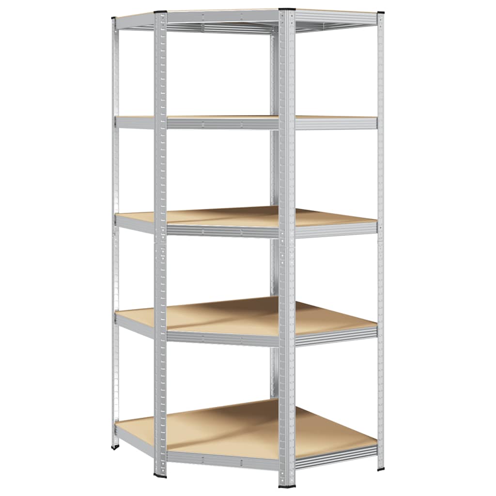 vidaXL 5-Layer Corner Shelf Silver Steel&Engineered Wood