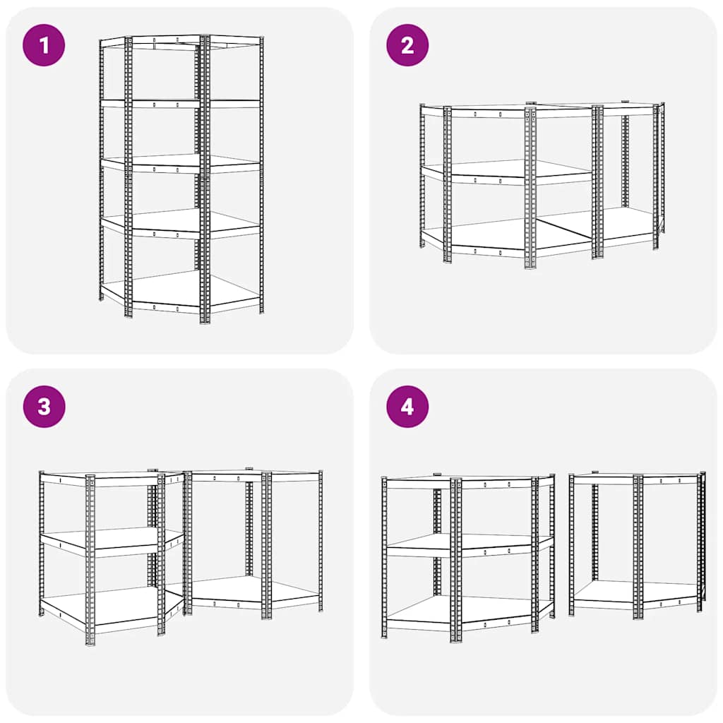 5-Layer Corner Shelf Blue Steel&Engineered Wood