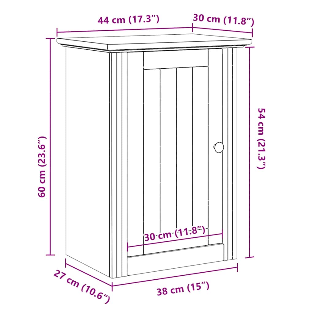 Bathroom Wall Cabinet "BODO" Grey 44x30x60 cm