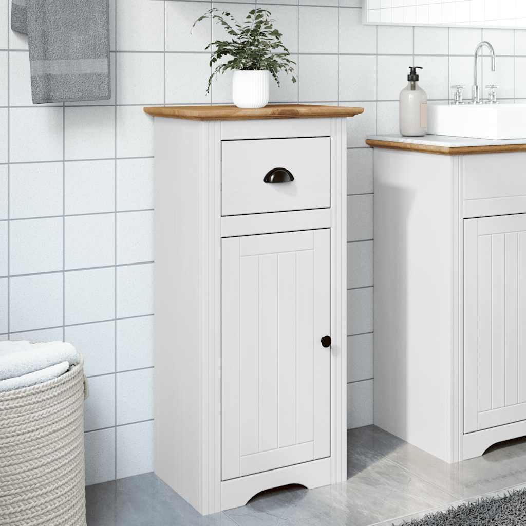 Bathroom Cabinet "BODO" White and Brown 44x30x90 cm