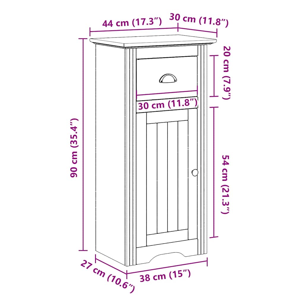 Bathroom Cabinet "BODO" Grey 44x30x90 cm
