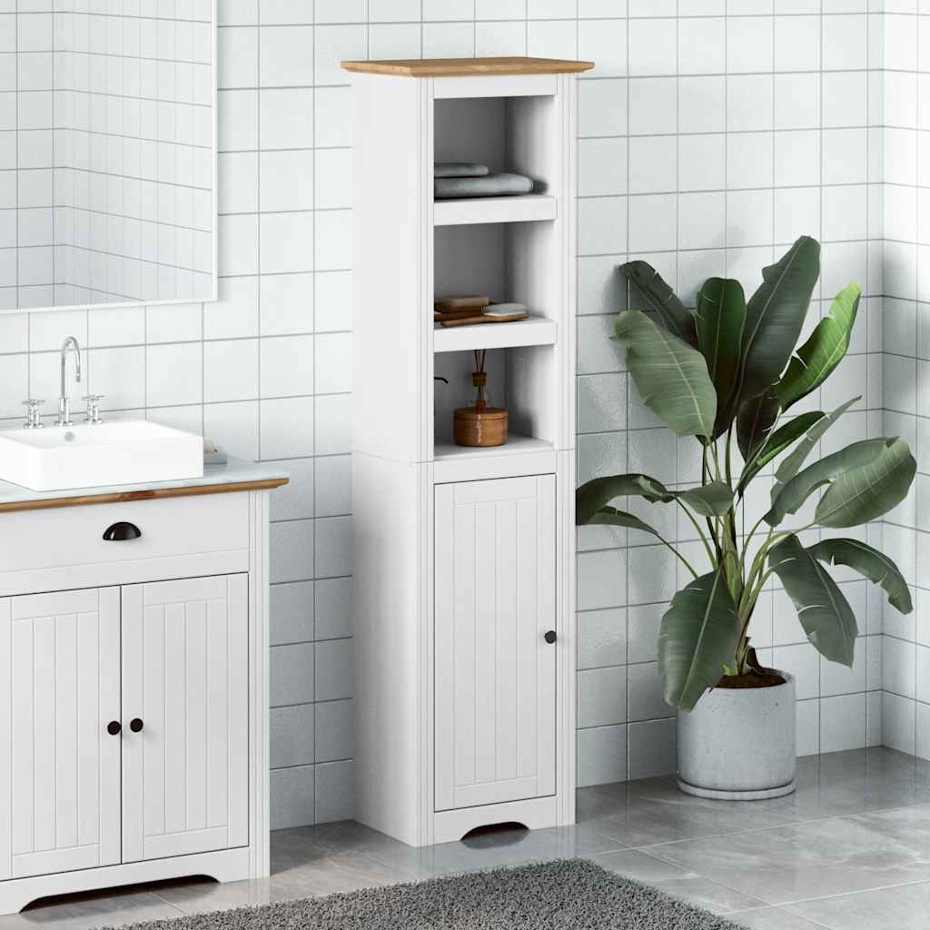 Bathroom Cabinet "BODO" White and Brown 44x30x160 cm