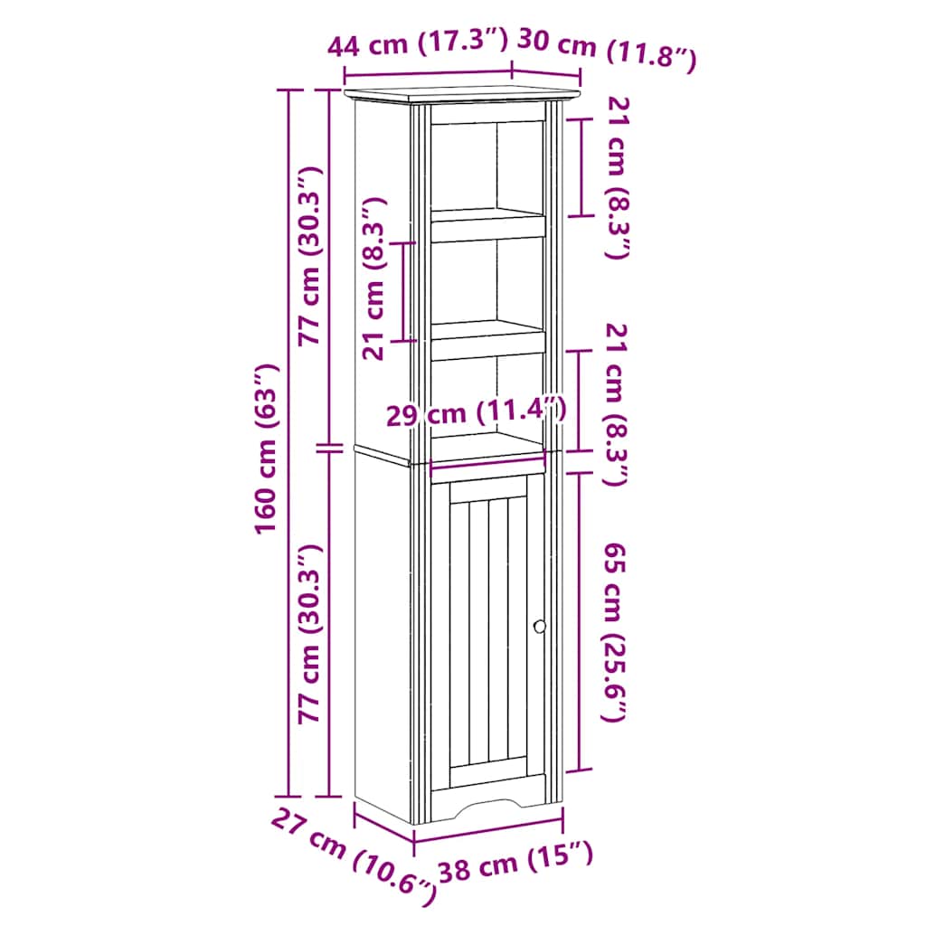 Bathroom Cabinet "BODO" Grey 44x30x160 cm