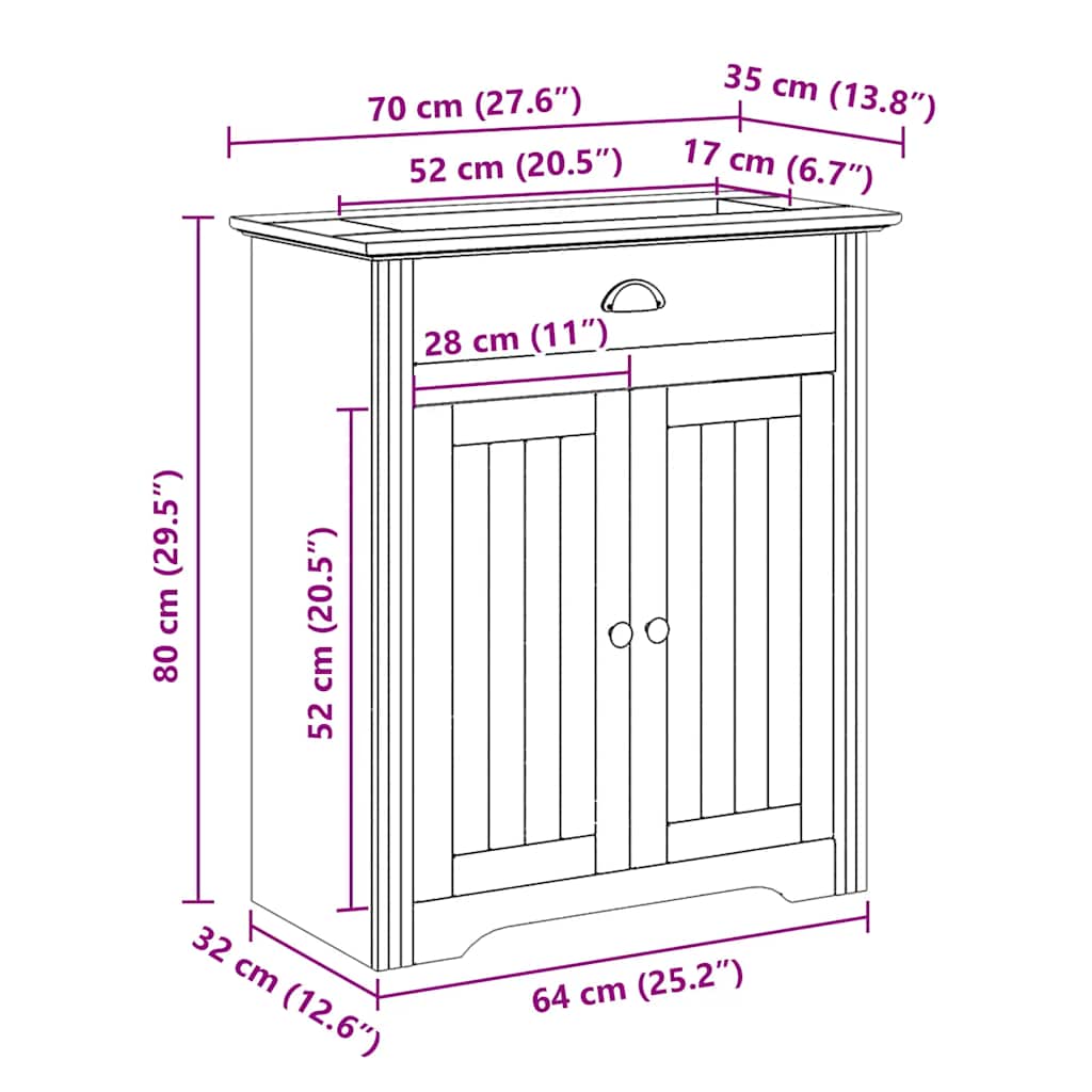 Bathroom Sink Cabinet "BODO" White 70x35x80 cm
