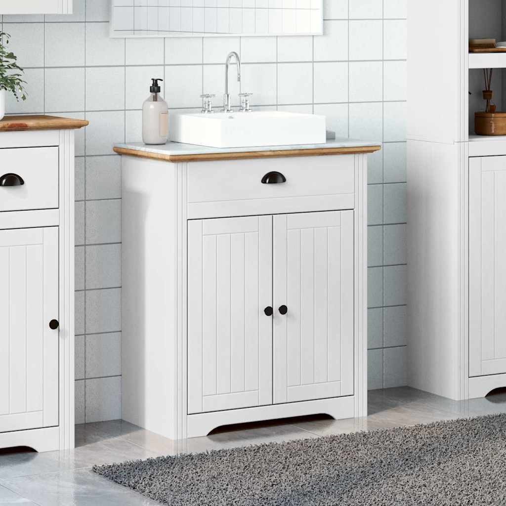 Bathroom Sink Cabinet "BODO" White and Brown 70x35x80 cm