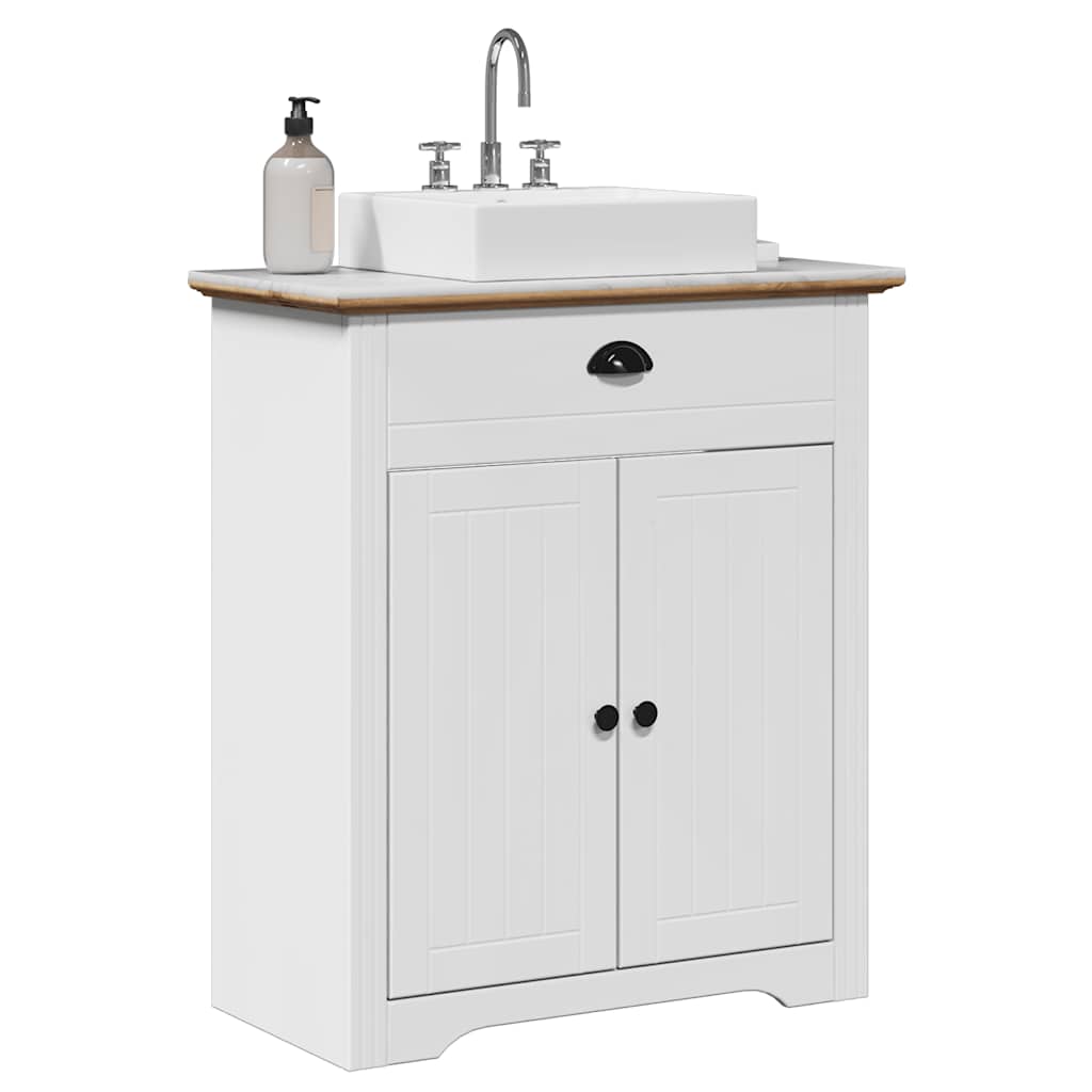 Bathroom Sink Cabinet "BODO" White and Brown 70x35x80 cm