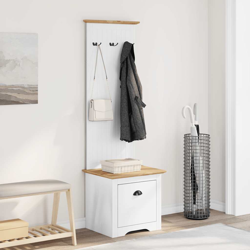 Hallway Cabinet with Hooks BODO White and Brown 50x40x157 cm