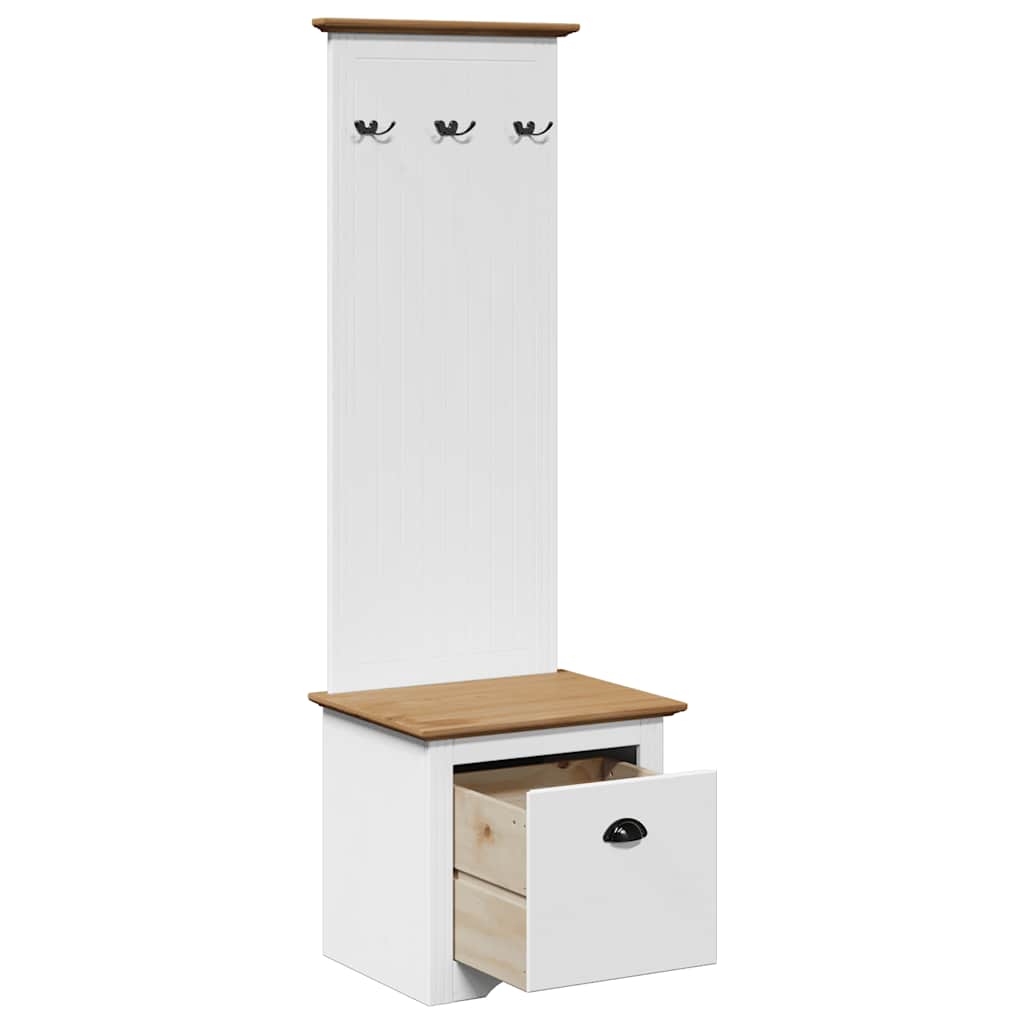 Hallway Cabinet with Hooks BODO White and Brown 50x40x157 cm