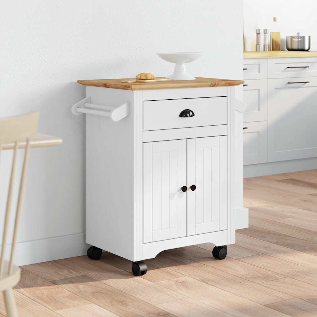 vidaXL Kitchen Trolley BODO White and Brown 72x45x80 cm