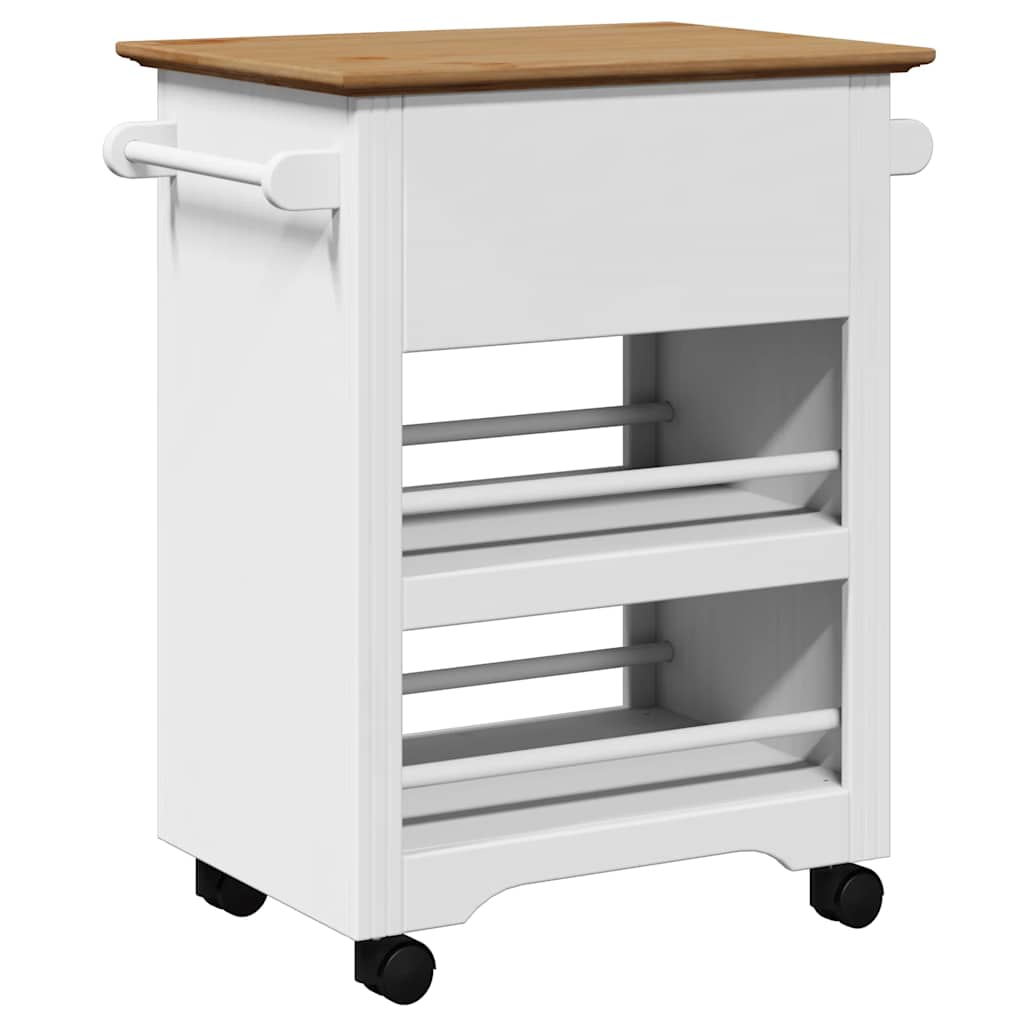 vidaXL Kitchen Trolley BODO White and Brown 67.5x45x80 cm