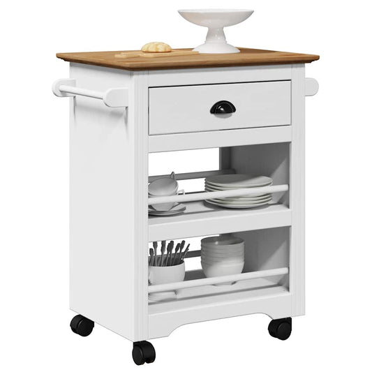 vidaXL Kitchen Trolley BODO White and Brown 67.5x45x80 cm