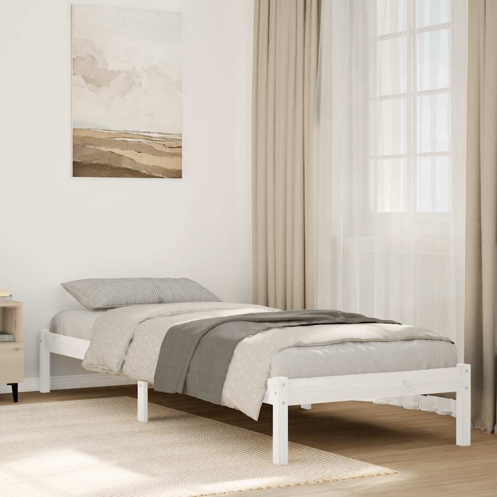 Extra Long Bed Frame without Mattress White 90x210 cm Solid Wood Pine