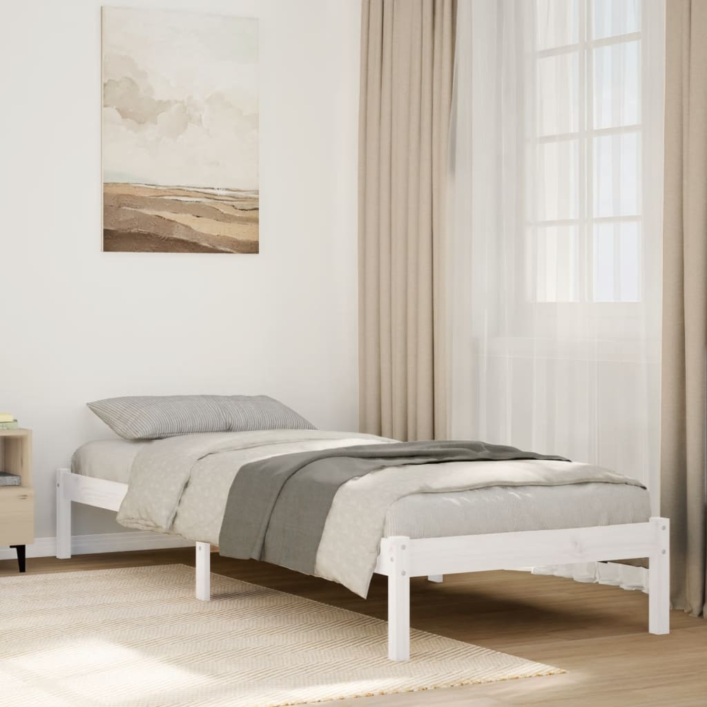 Extra Long Bed Frame without Mattress White 100x220 cm Solid Wood Pine