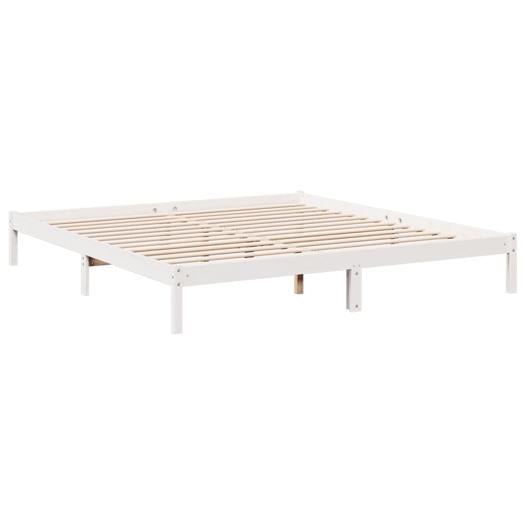 Extra Long Bed Frame without Mattress White 180x220 cm Solid Wood Pine