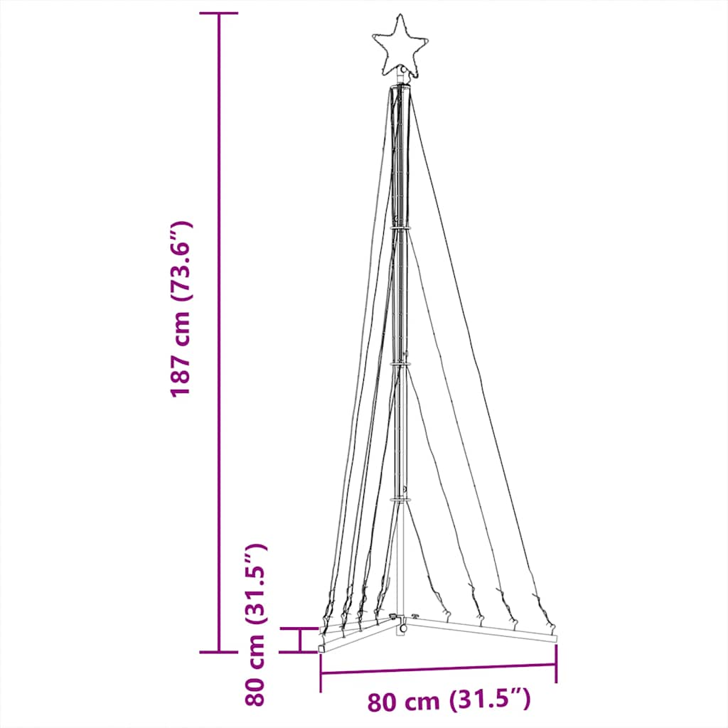 vidaXL LED Christmas Tree 339 LEDs Cold White 187 cm