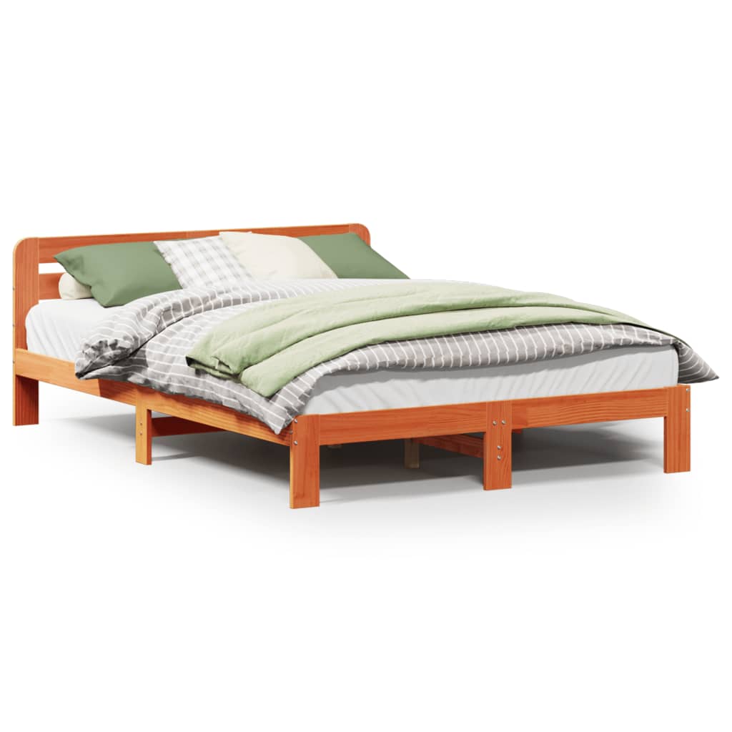 Bed Frame without Mattress Wax Brown 120x200 cm Solid Wood Pine