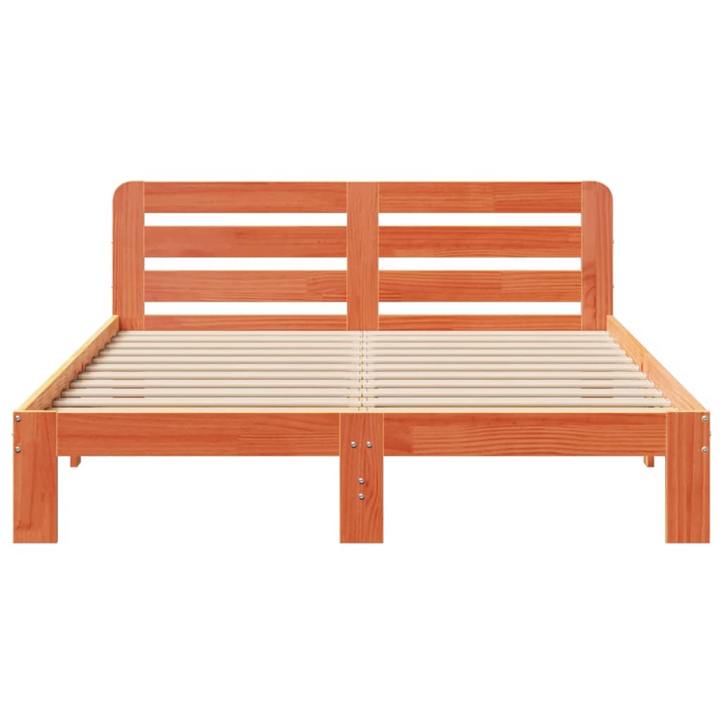 Bed Frame without Mattress Wax Brown 140x200 cm Solid Wood Pine
