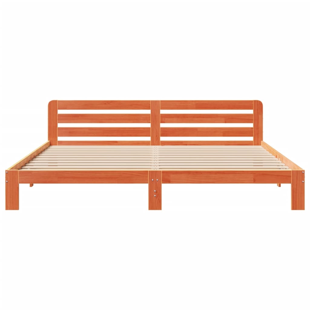 Bed Frame without Mattress Wax Brown 180x200 cm Super King Solid Wood Pine