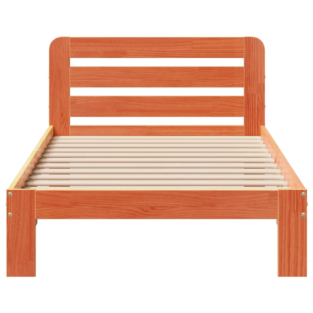 Bed Frame without Mattress Wax Brown 90x190 cm Single Solid Wood Pine