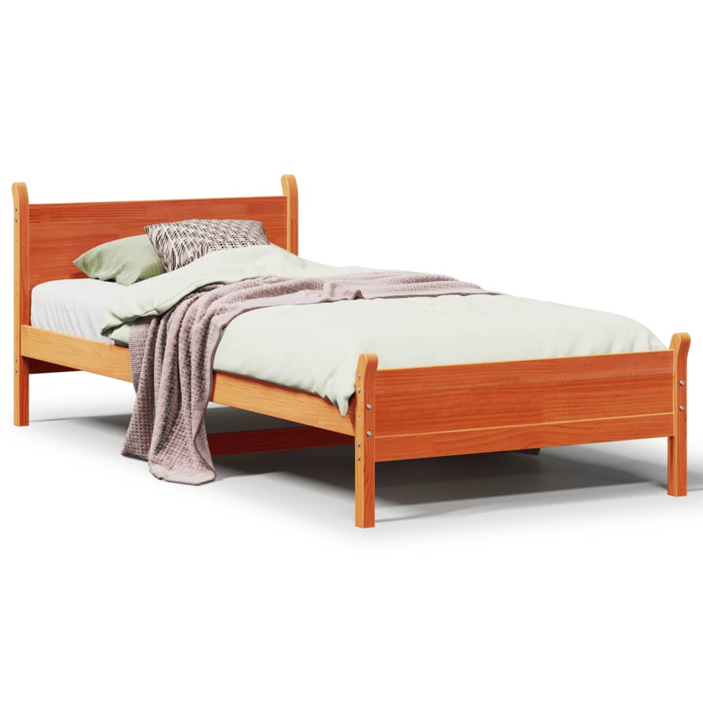 Bed Frame | Wax Brown | Solid Pine Wood, Plywood | Single | Bed Frame