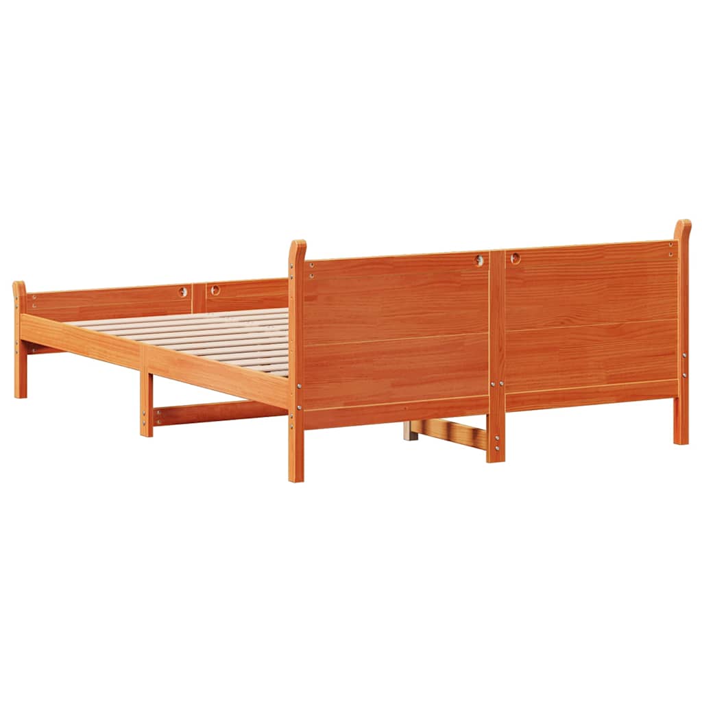 Bed Frame without Mattress Wax Brown 140x190 cm Solid Wood Pine